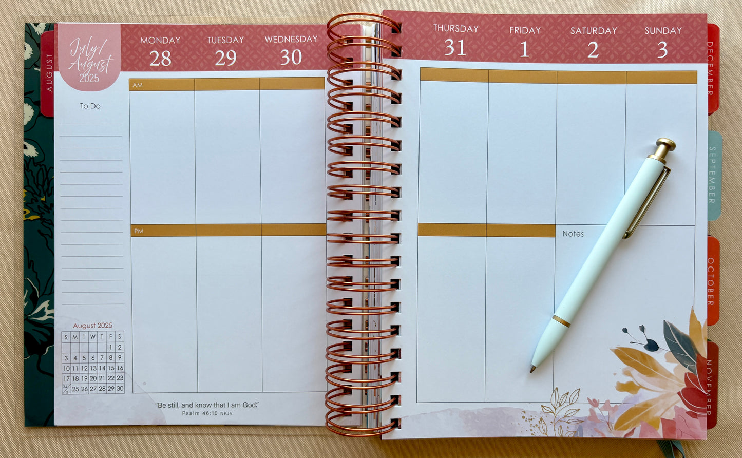 2026 Be Still 18-Month Planner with Elastic Enclosure - Psalm 46:10