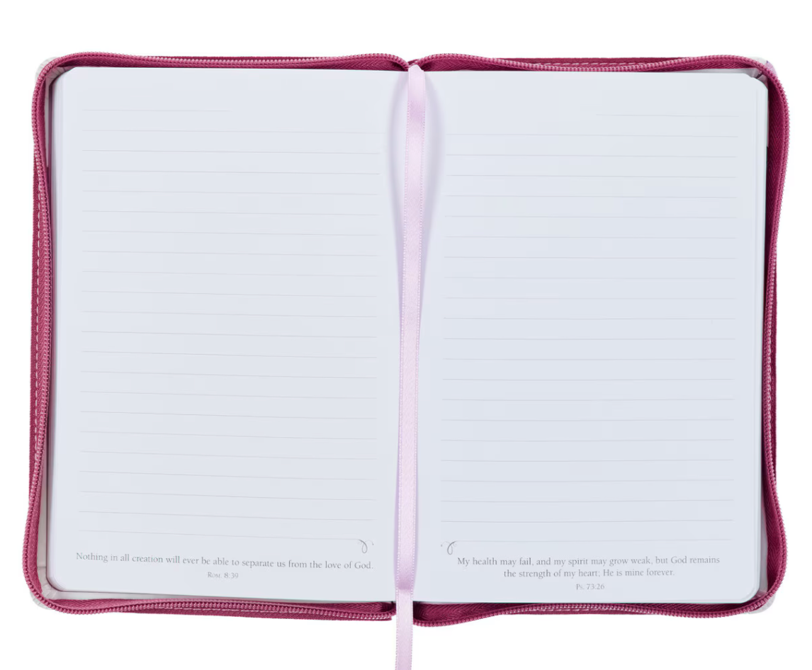 Trust in the Lord Plum Floral Faux Leather Classic Journal with Zipper Closure - Proverbs 3:5