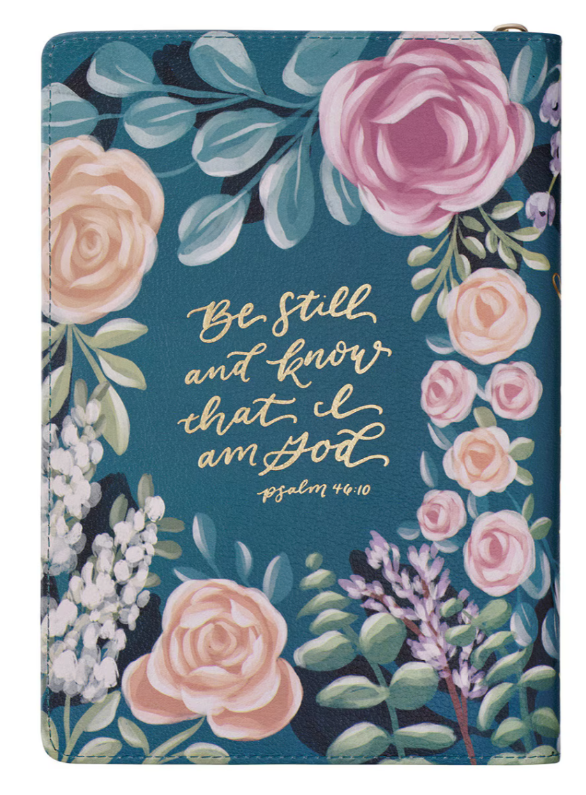 Love the Lord Teal Floral Faux Leather Journal with Zipper Closure - Matthew 22:37
