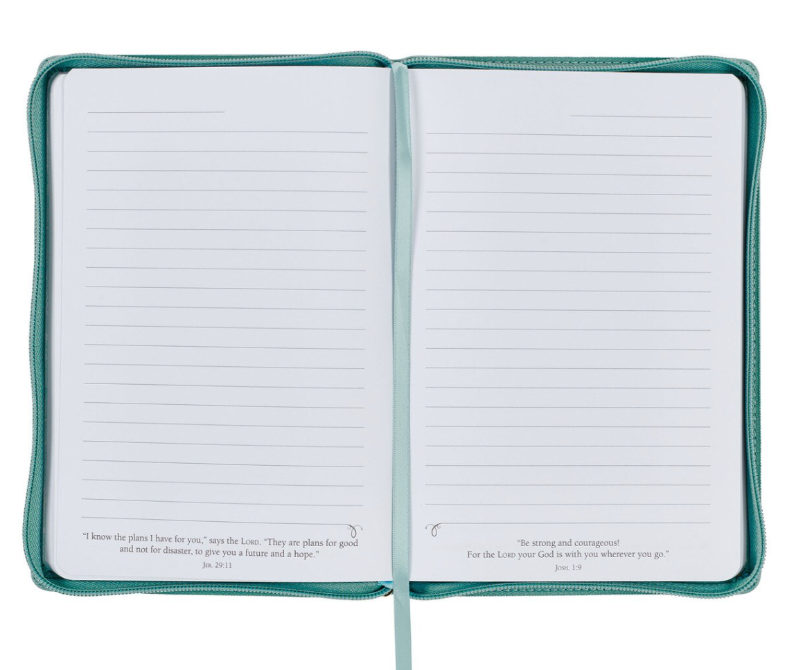 Strength and Dignity Misty Teal Faux Leather Journal - Proverbs 31:25