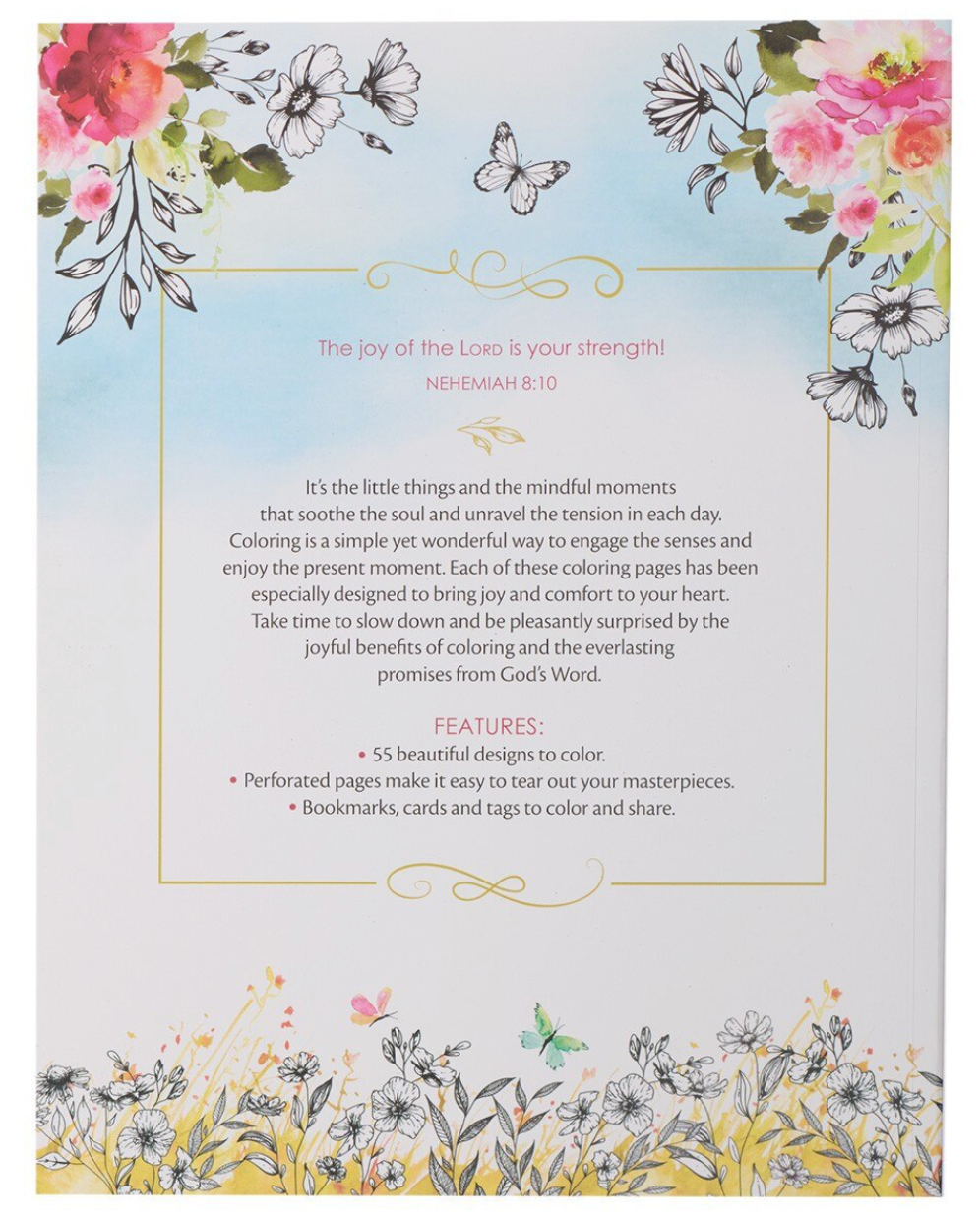 Floral design with text and Bible verse on a white background