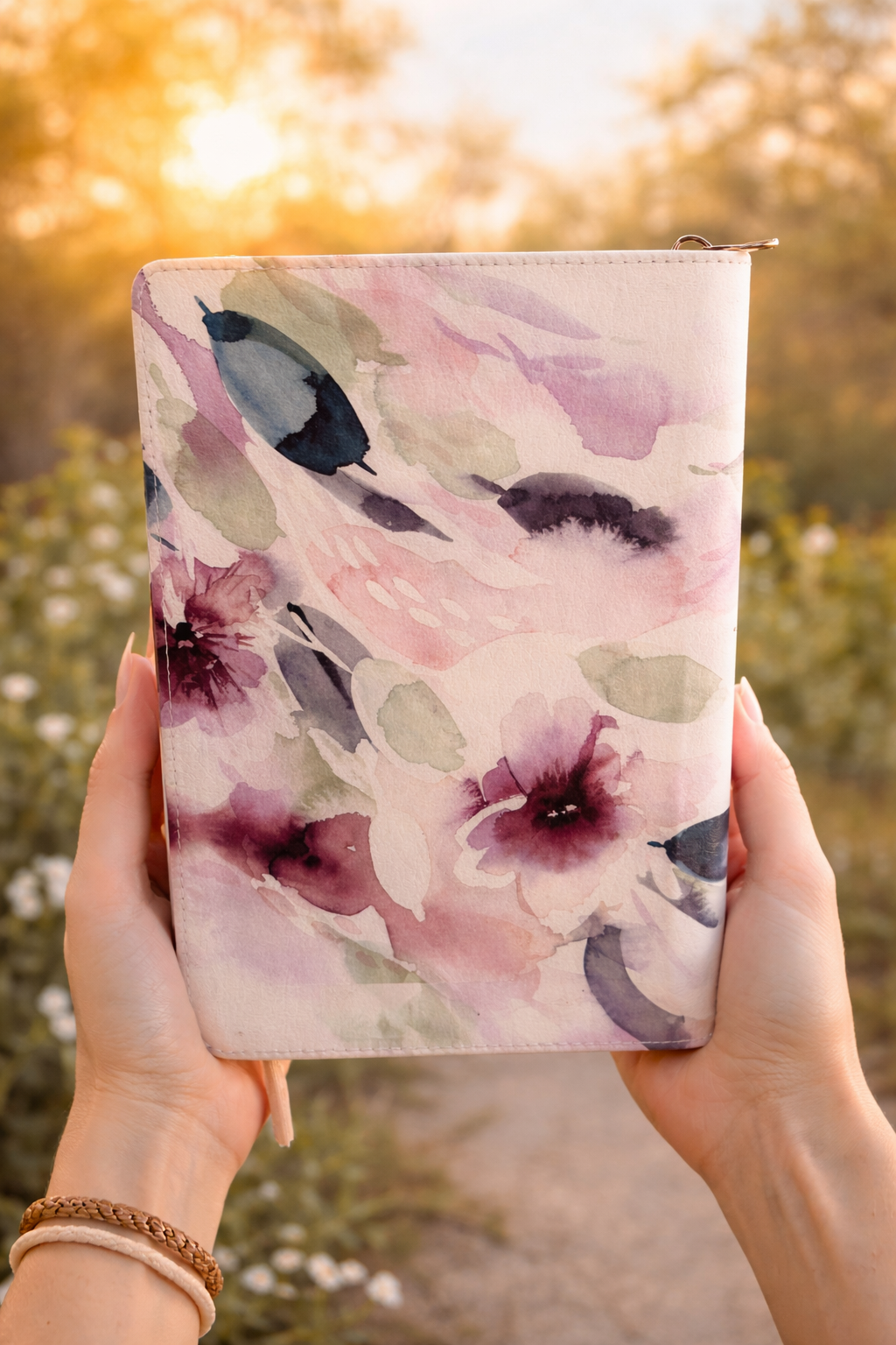 Trust in the Lord Plum Floral Faux Leather Classic Journal with Zipper Closure - Proverbs 3:5