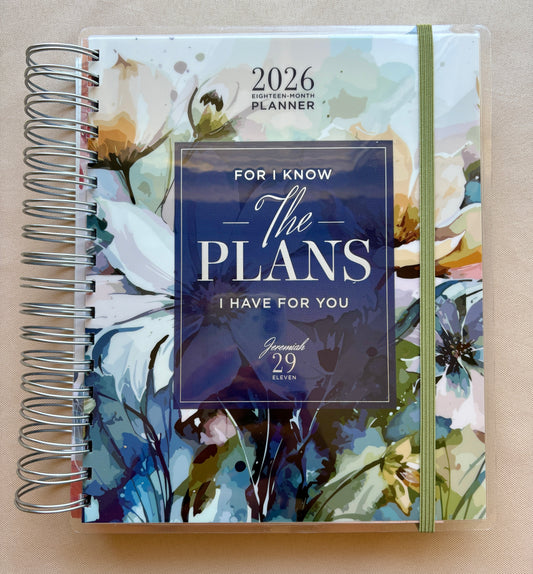 2026 The Plans 18-Month Planner with Elastic Closure - Jeremiah 29:11