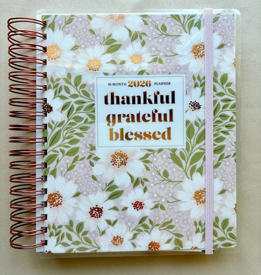 2026 Thankful Grateful Blessed 18-Month Planner with Elastic Closure