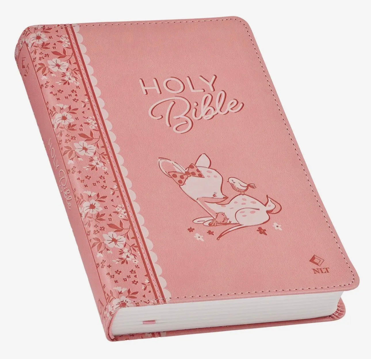 Pink Faux Leather NLT Baby Keepsake Bible for Girls