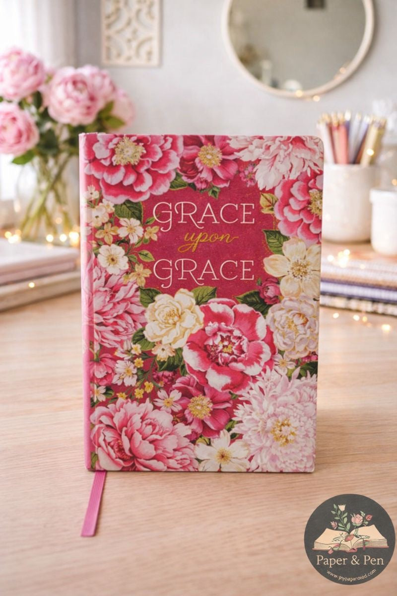 Grace Upon Grace Pink Floral Quarter-bound Journal