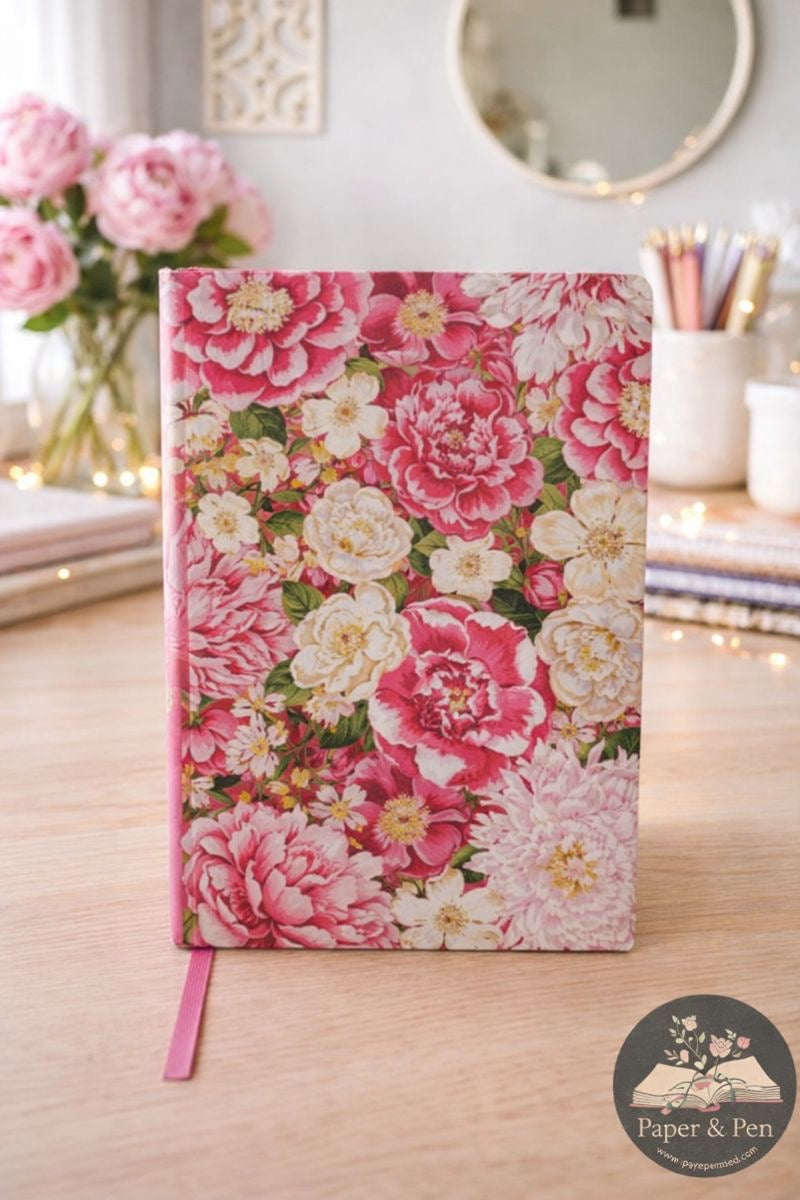 Grace Upon Grace Pink Floral Quarter-bound Journal