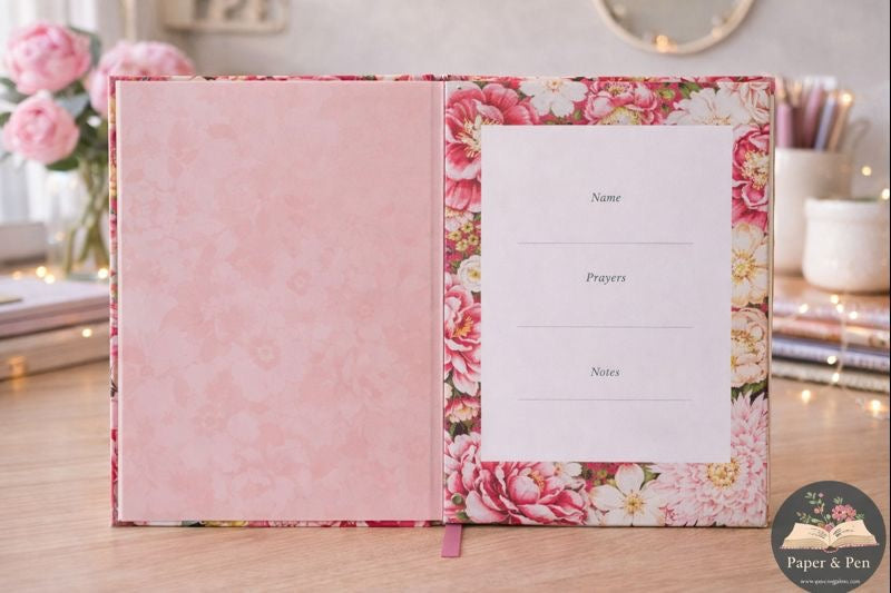 Grace Upon Grace Pink Floral Quarter-bound Journal