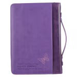 New Creation Purple Butterflies Faux Leather Fashion Bible Cover - 2 Corinthians 5:17