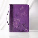 New Creation Purple Butterflies Faux Leather Fashion Bible Cover - 2 Corinthians 5:17