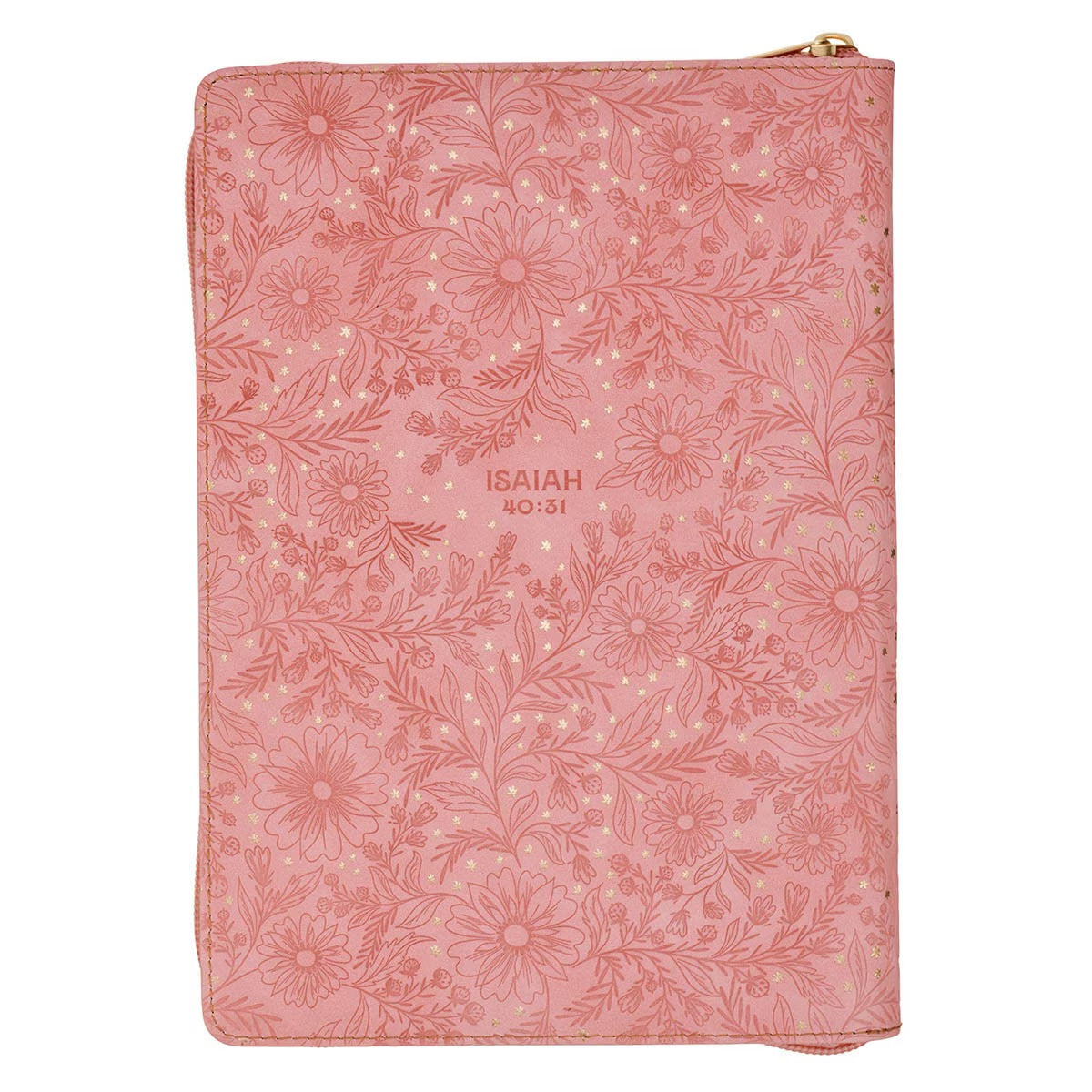 Trust Pink Floral Faux leather Classic Journal with Zipper Closure - Isaiah 40:31